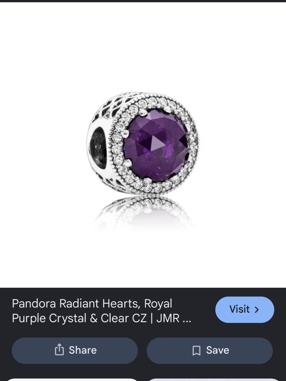 Pandora Charm Radiant Hearts Royal Purple Crystal
CZ 791725NRP